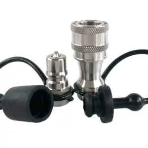 1/4" Stainless Steel Hydraulic Quick Coupler Set – 1/4" NPT (ISO 7241-B, Male & Female) With Dust Caps