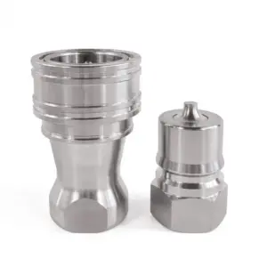 1" Stainless Steel Hydraulic Quick Coupler Set – 1" NPT (ISO 7241-B, Male & Female)