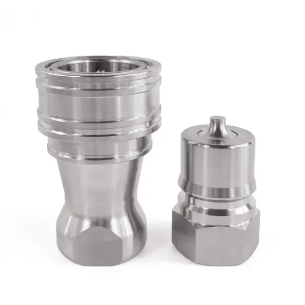 1" Stainless Steel Hydraulic Quick Coupler Set – 1" NPT (ISO 7241-B, Male & Female)