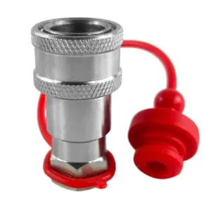 1/4" ISO 5675 Hydraulic Quick Coupler – Female, 3/8" SAE (Dash-06), Poppet Valve