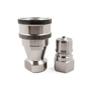 1/2" Stainless Steel Hydraulic Quick Coupler Set – 1/2" NPT (ISO 7241-B, Male & Female)