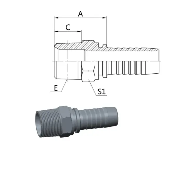NPT Male Hose Insert stem