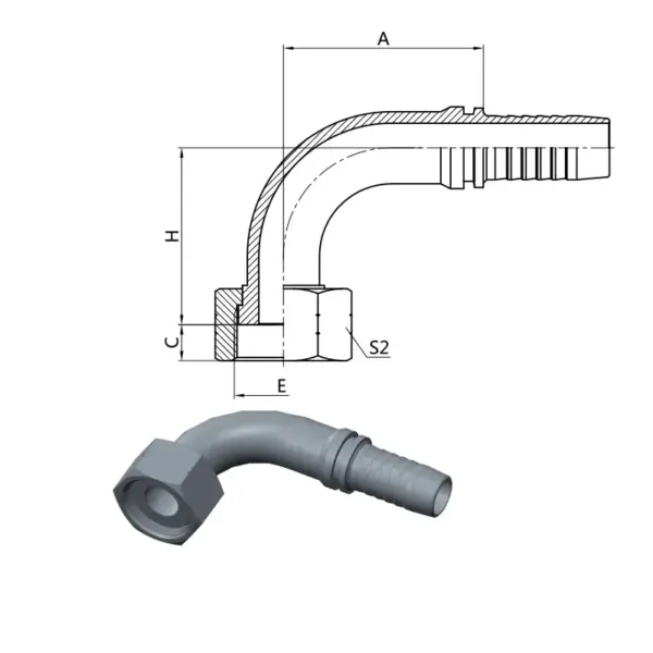 ORFS 90° Swept Female Hose Inserts