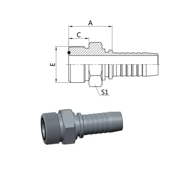 ORFS Male Flat O Ring Seal Hose Fittings