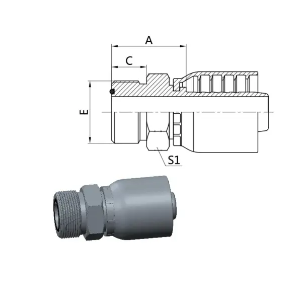 one piece hose fittings US ORFS Male Thread