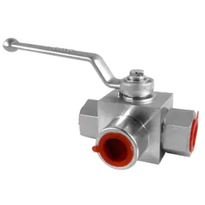 Hydraulic 3 Way Ball Valve with Fixing Holes 1/2" NPT Ports